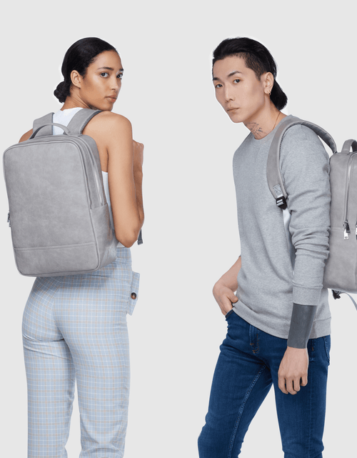 Load image into Gallery viewer, Grey - Acacia Unisex Vegan Laptop Backpack
