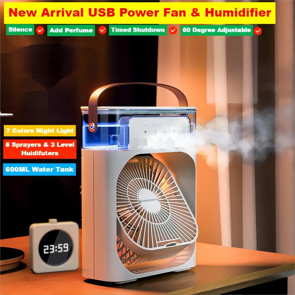 Portable 3 In 1 Fan AIr Conditioner Household Small Air Cooler LED