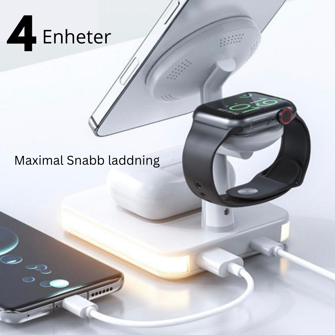 4 i 1 magnetisk trådlös laddstation 30W pd-adapter ingår! iPhone