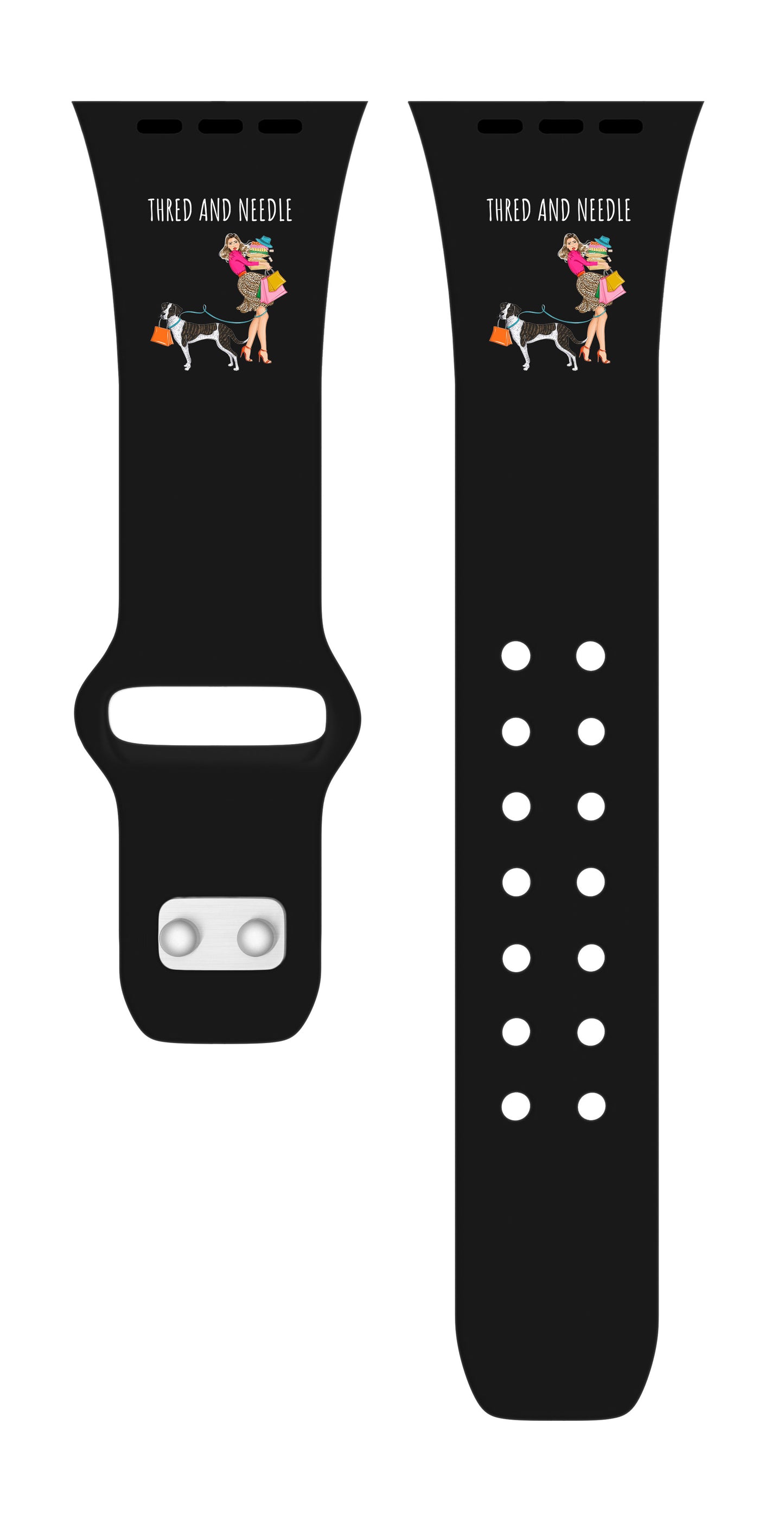 Custom Logo HD Black Watch Band Compatible with Apple Watch